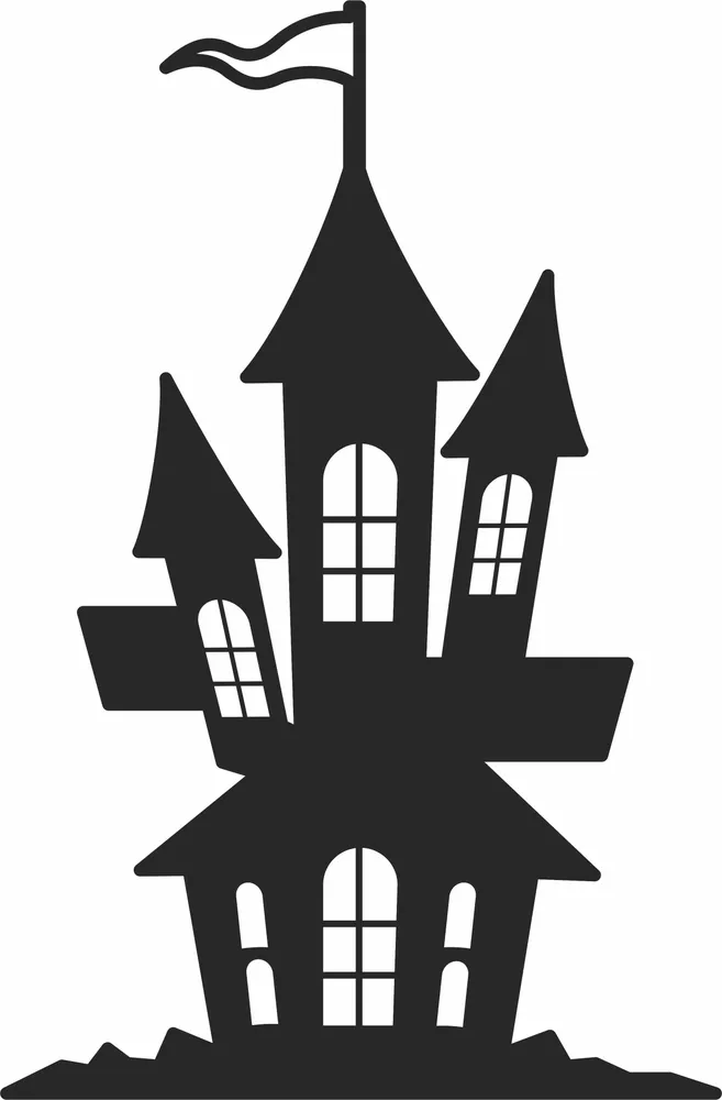 Addams Family House Halloween Clipart — full DXF linework preview