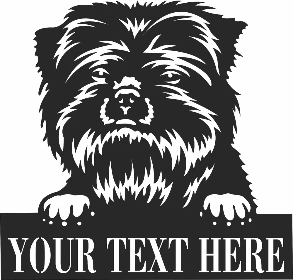Affenpinscher Dog Name Sign — full DXF linework preview