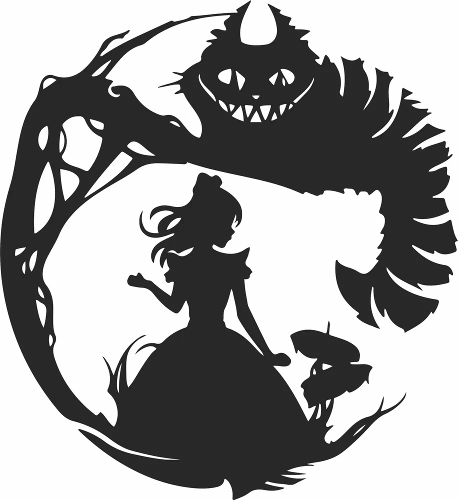 Alice in Wonderland Halloween Clipart — full DXF linework preview