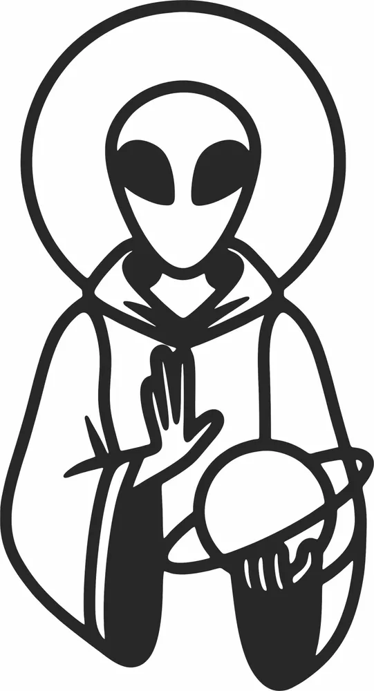 Alien Wall Art — full DXF linework preview