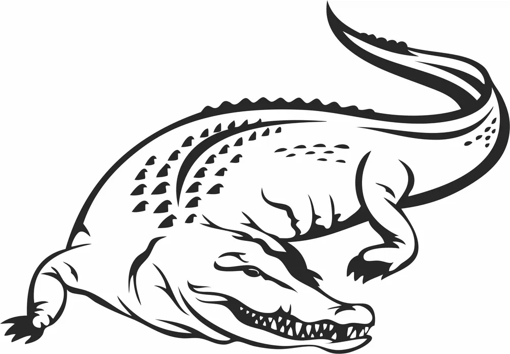 Alligator Crocodile Clipart — full DXF linework preview