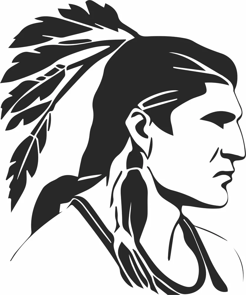 American Indian Chief Clipart — full DXF linework preview