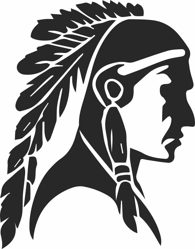 American Indian Chief Clipart — full DXF linework preview