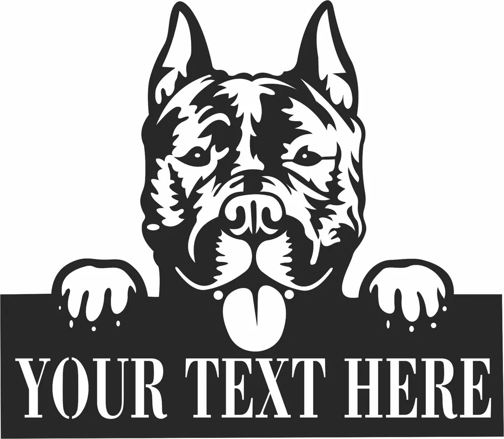 American Staffordshire Terriers Dog Name Sign — full DXF linework preview