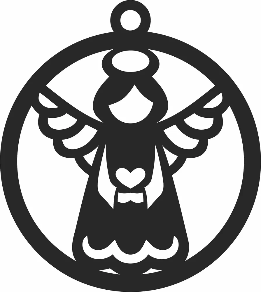 Angel Christmas Ornament — full DXF linework preview