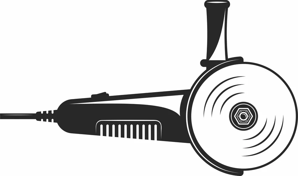 Angle Grinder Power Tool Design — full DXF linework preview