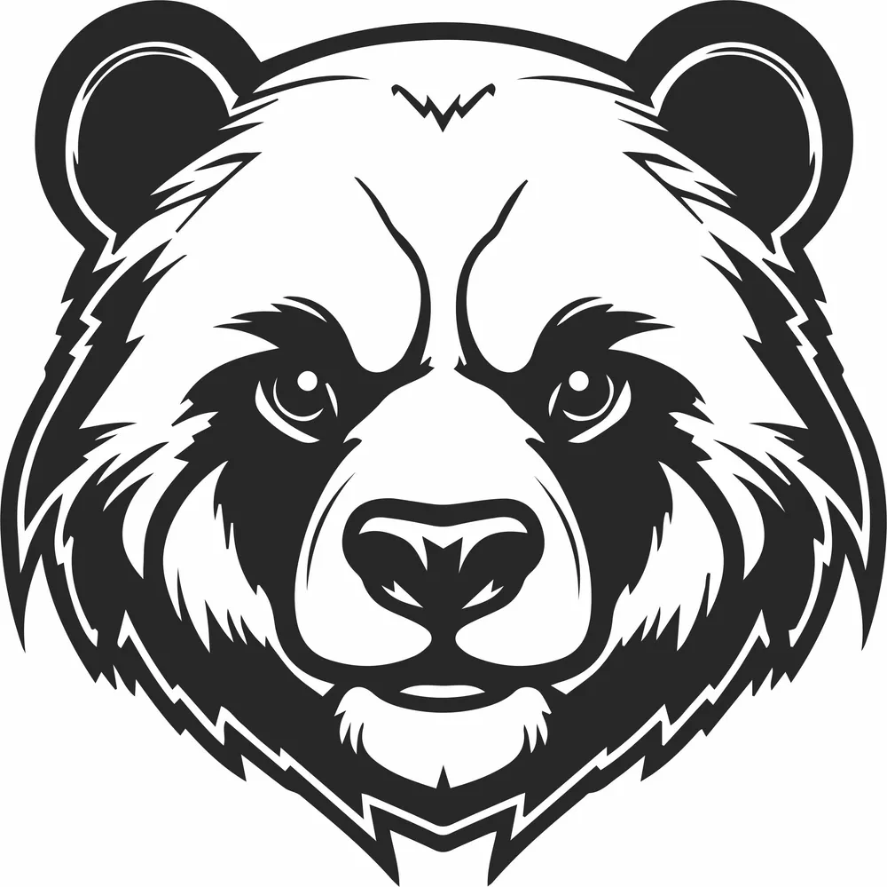 Angry Bear Face Clipart — DXF linework preview