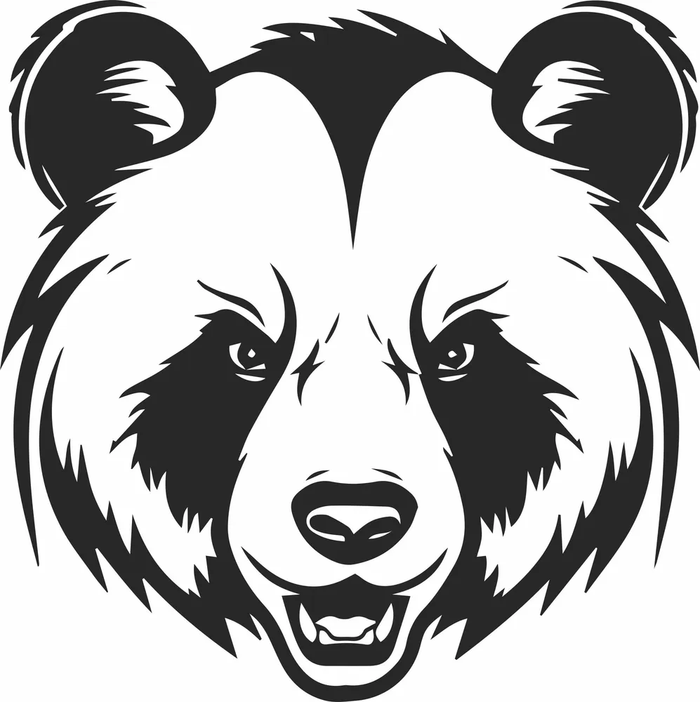 Angry Bear Face Clipart — DXF linework preview