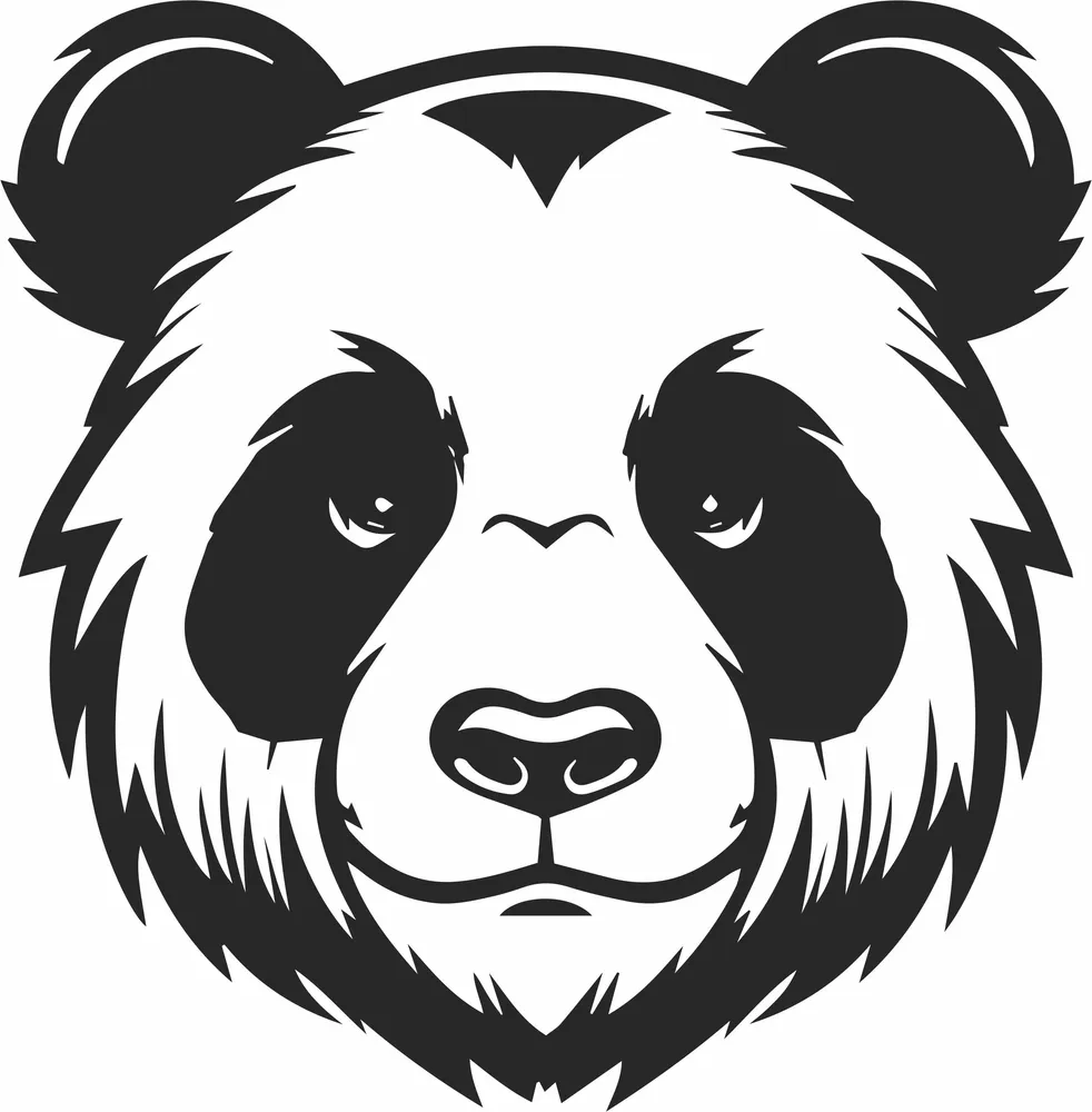 Angry Bear Face Clipart — DXF linework preview