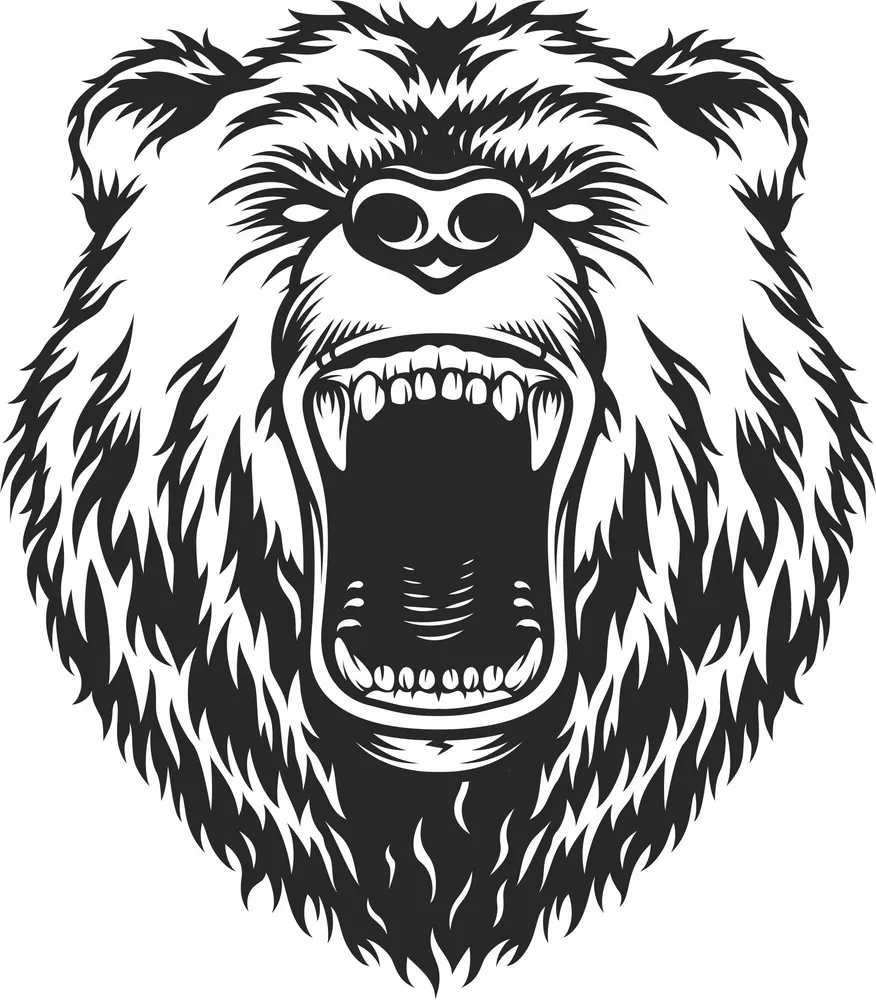 Angry Bear Wall Art — DXF linework preview