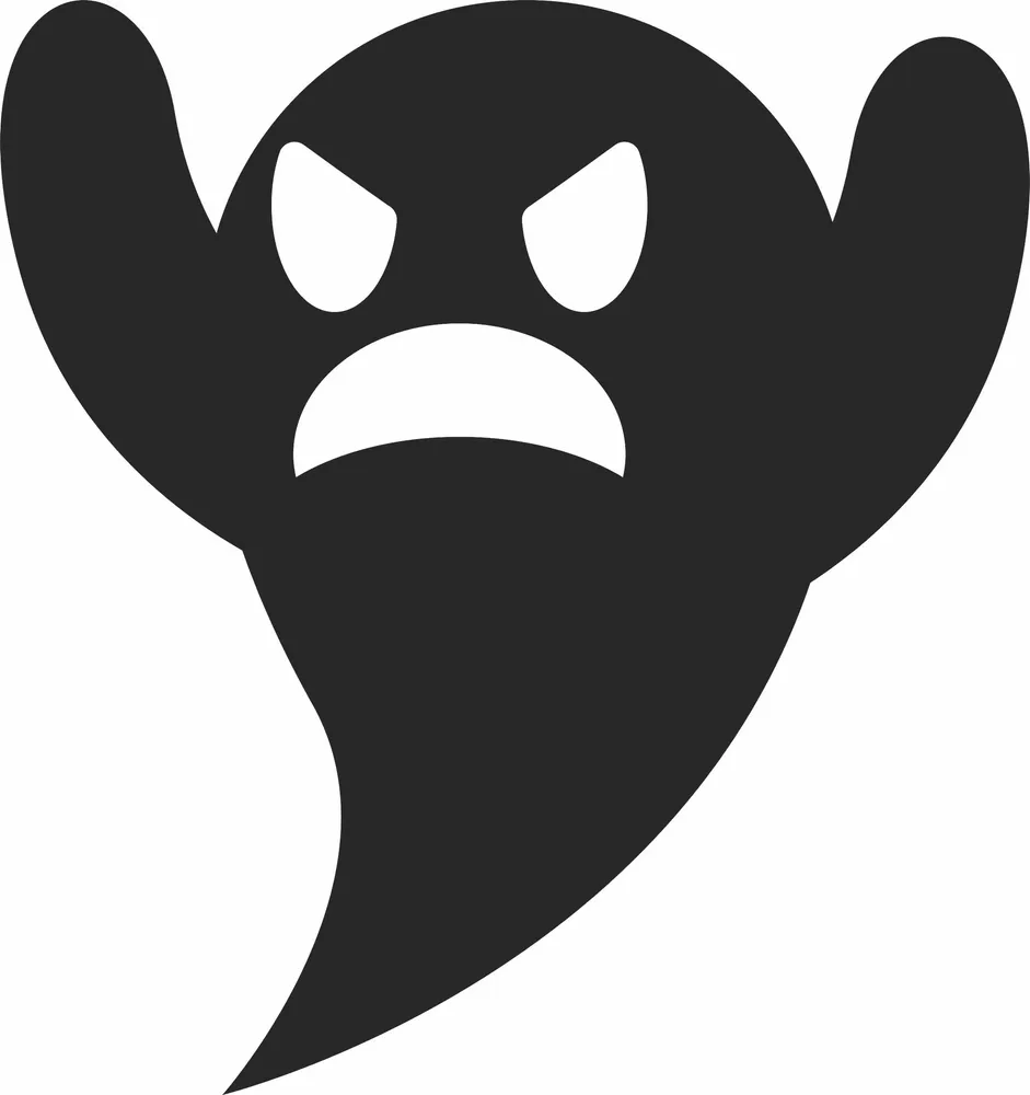Angry Ghost Halloween Clipart — full DXF linework preview