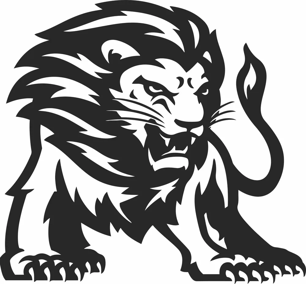 Angry Lion Clipart — DXF linework preview