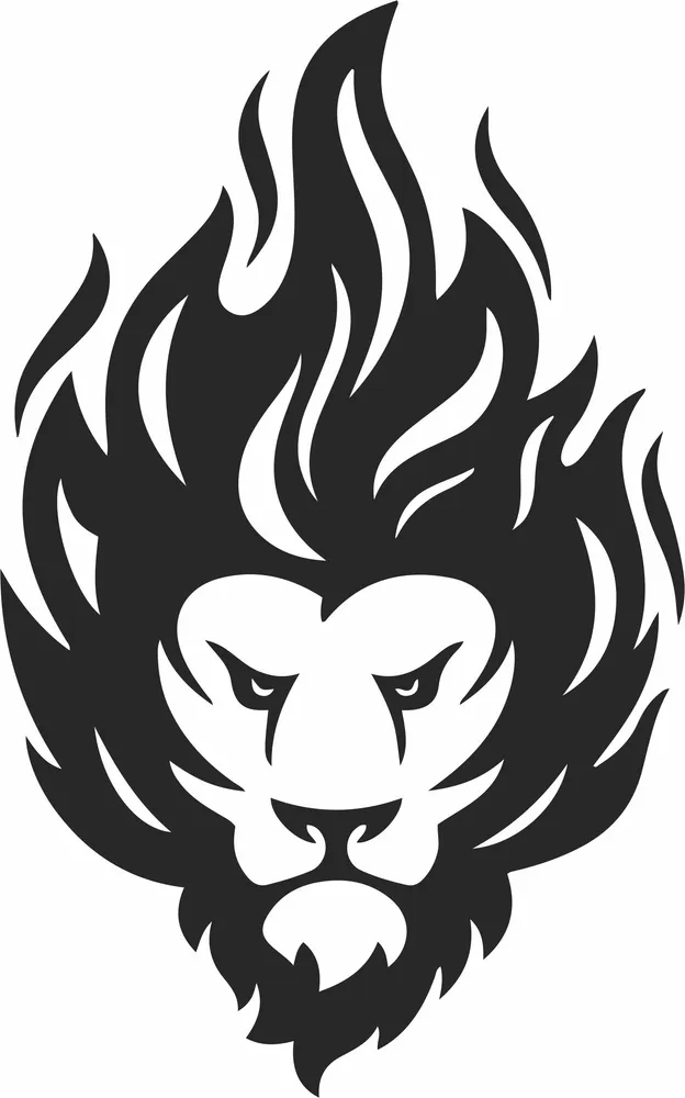 Angry Lion Face Clipart — DXF linework preview