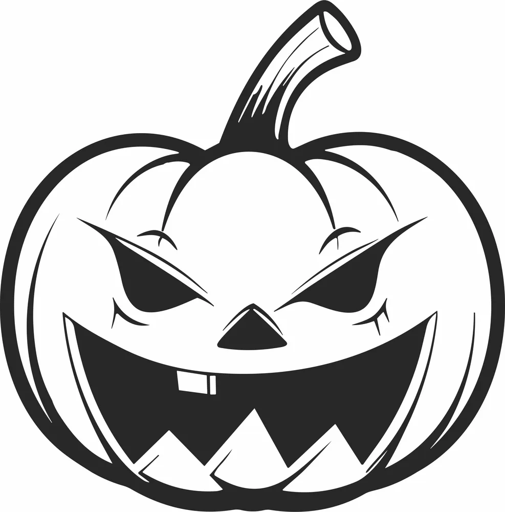Angry Pumpkin Halloween Clipart — DXF linework preview