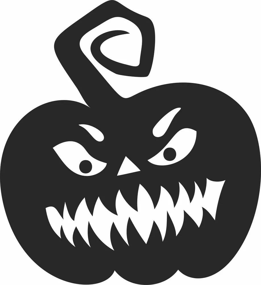 Angry Pumpkin Halloween Ornament — DXF linework preview
