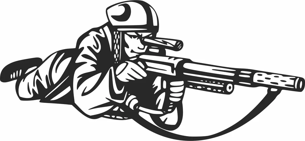 Army Shooting Soldier Clipart — DXF linework preview