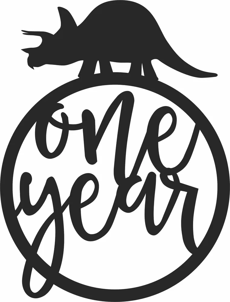 Baby Monthly Milestone Dinosaur Clipart — full DXF linework preview