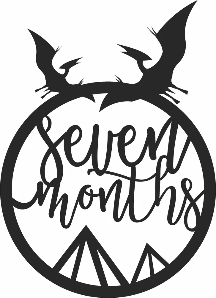Baby Seven Month Milestone Dinosaur Clipart — full DXF linework preview