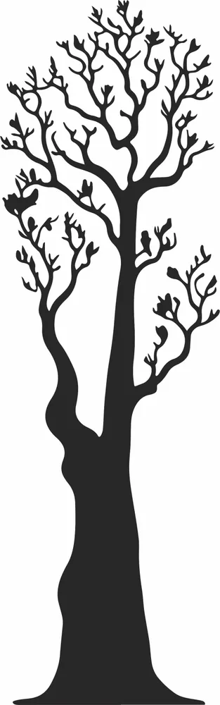 Bare Tree Silhouette — full DXF linework preview