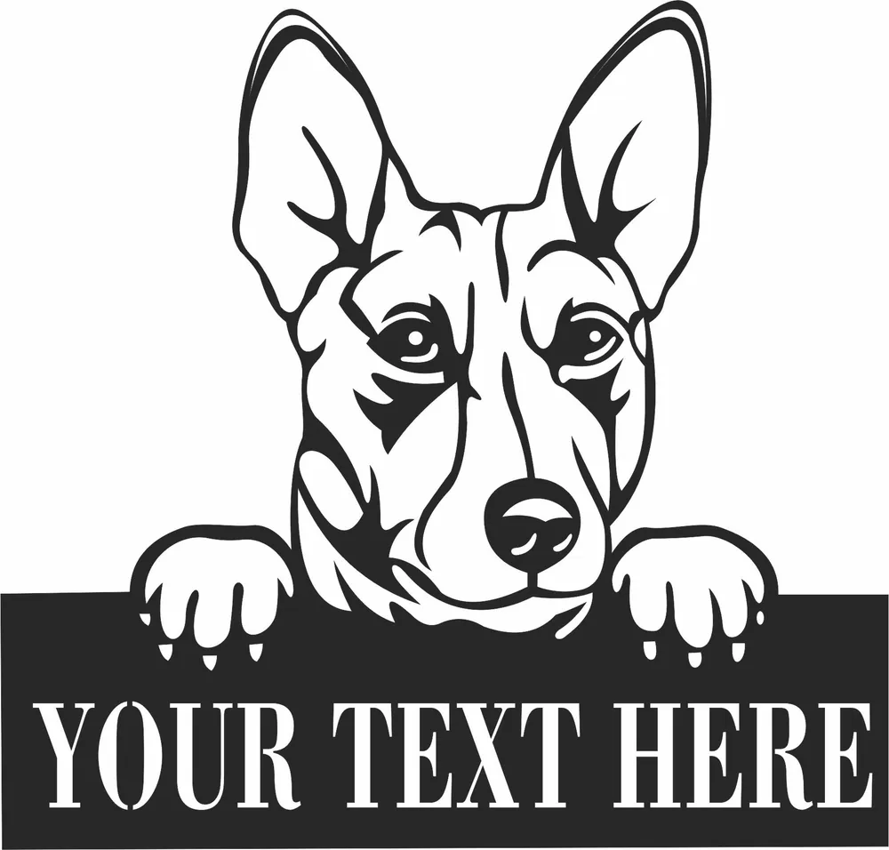 Basenji Dog Name Sign — full DXF linework preview