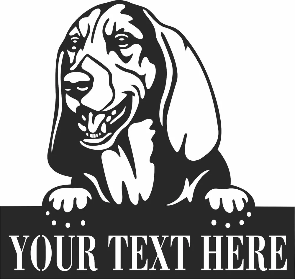 Basset Hounds Dog Name Sign — full DXF linework preview
