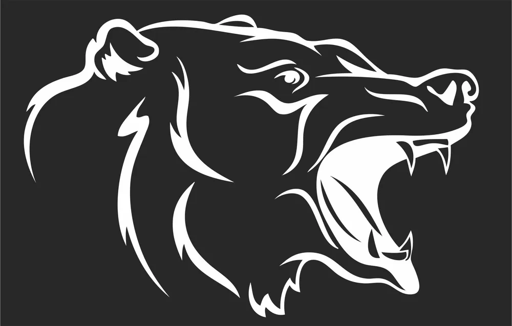 Bear Head Clipart — full DXF linework preview