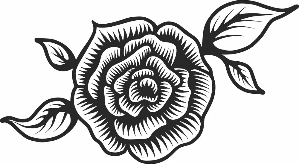 Beautiful Rose Flower Clipart — full DXF linework preview
