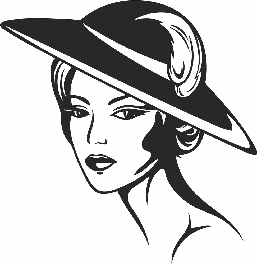 Beautiful Woman Clipart — full DXF linework preview