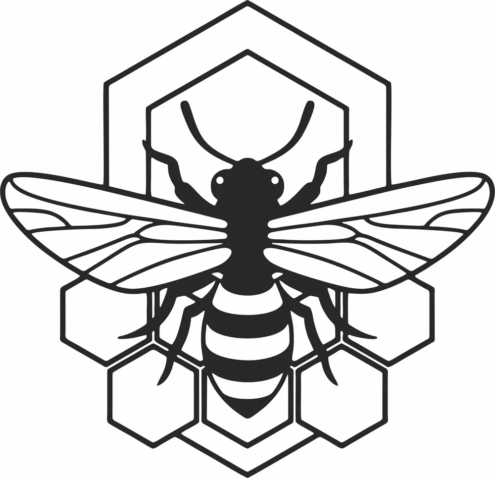 Bee Honeycomb Clipart — full DXF linework preview