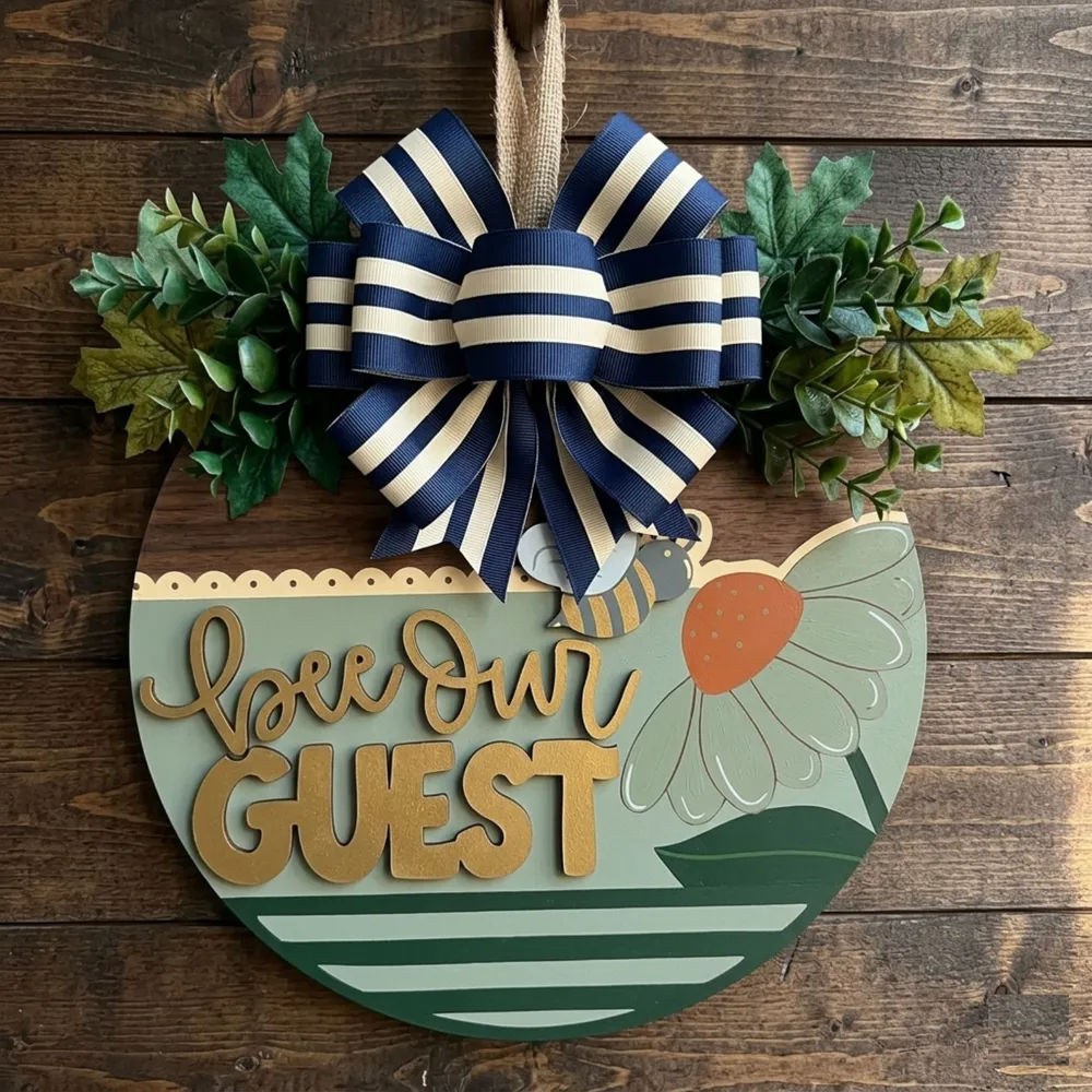 Bee Our Guest Door Hanger — DXF linework preview