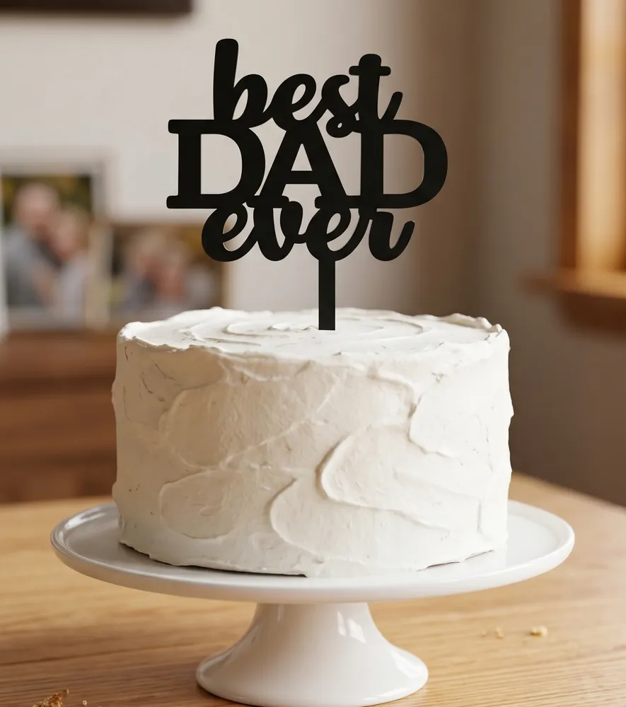 Best Dad Ever Cake Topper — DXF linework preview