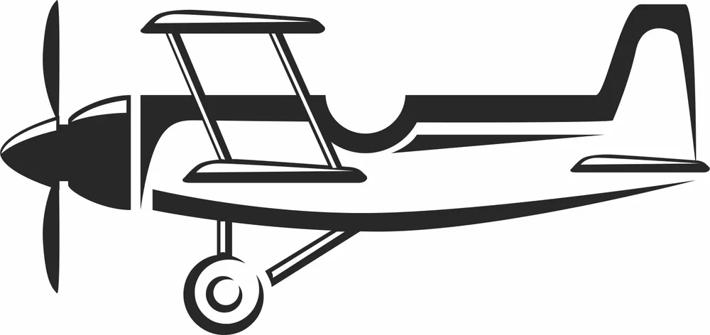 Biplan Flight Clipart — full DXF linework preview