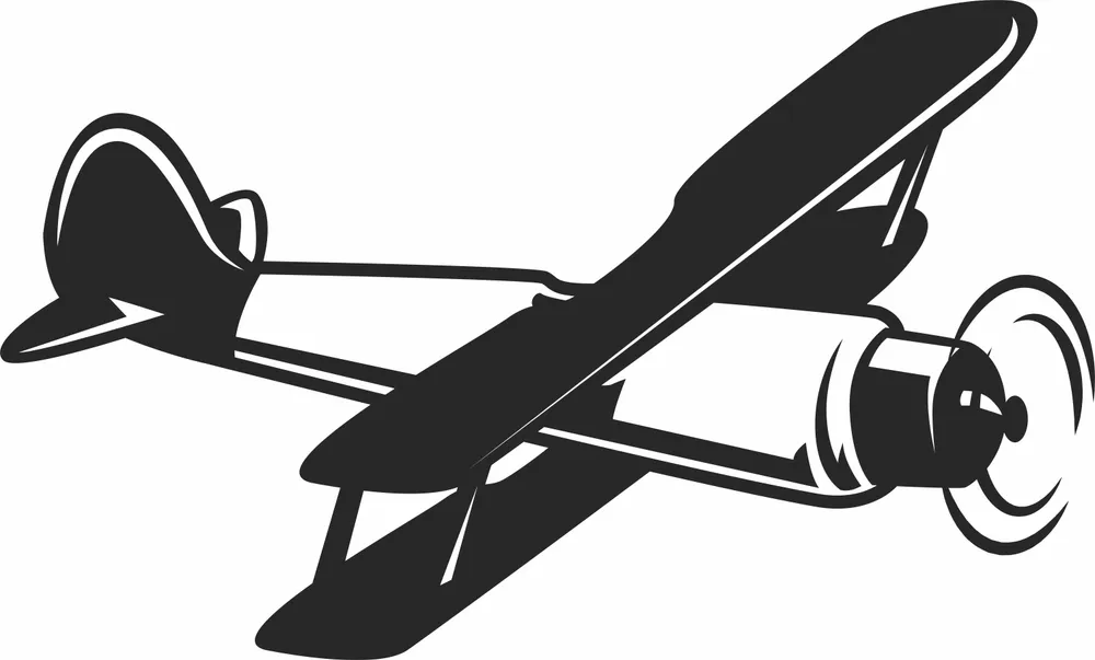 Biplan Flight Clipart — full DXF linework preview