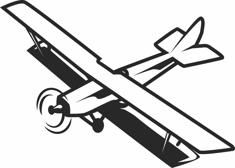 Biplan Flight Clipart — full DXF linework preview