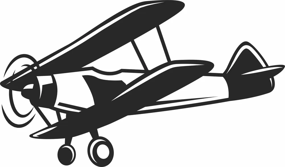 Biplan Flight Clipart — full DXF linework preview