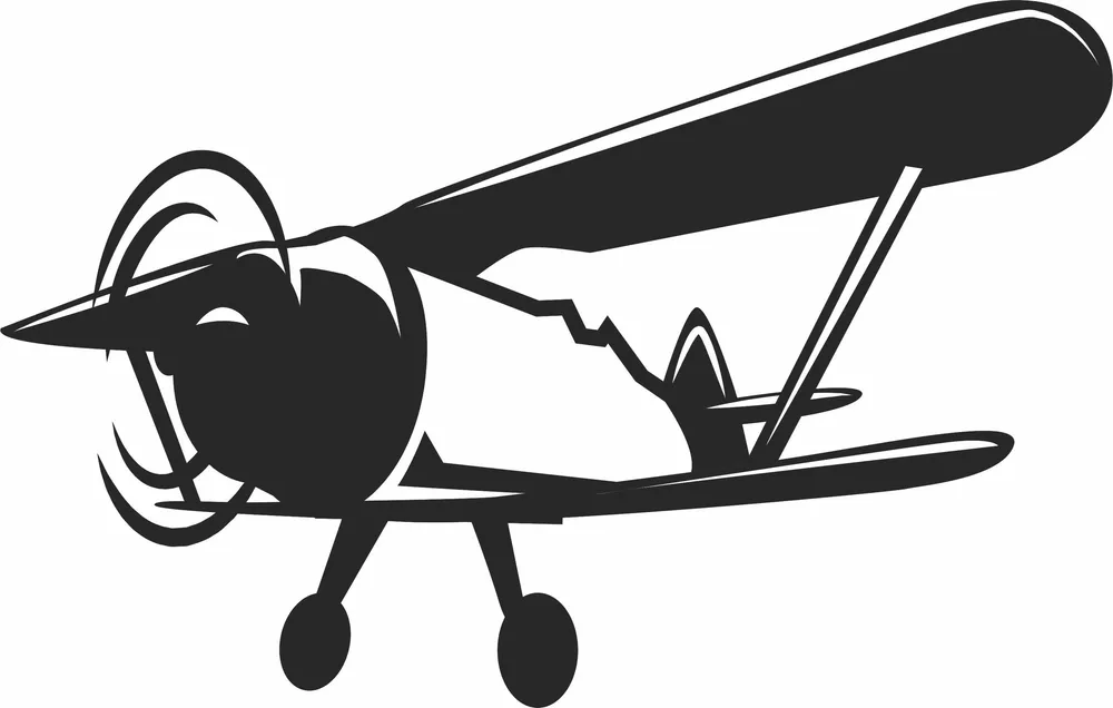 Biplan Flight Clipart — full DXF linework preview