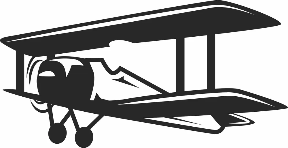 Biplan Flight Clipart — full DXF linework preview