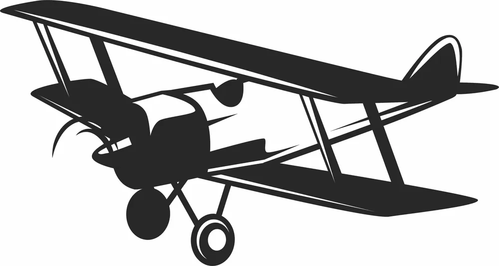 Biplan Flight Clipart — full DXF linework preview