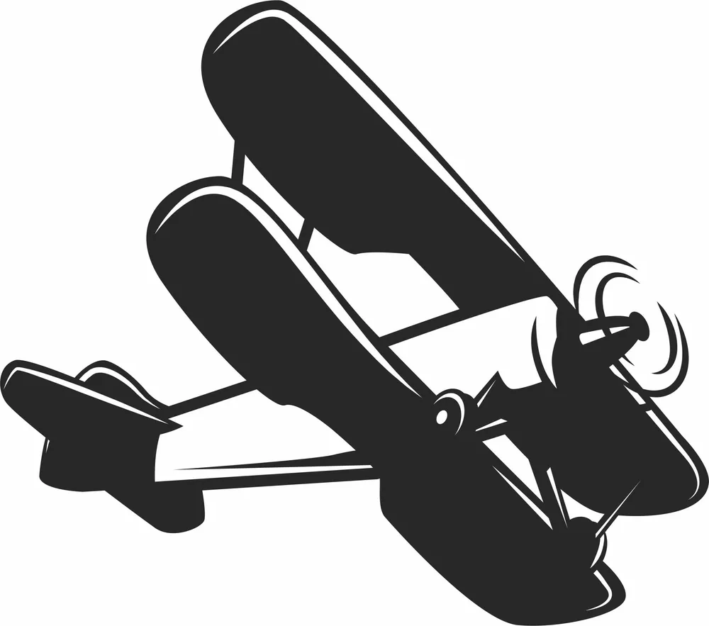 Biplan Flight Clipart — full DXF linework preview