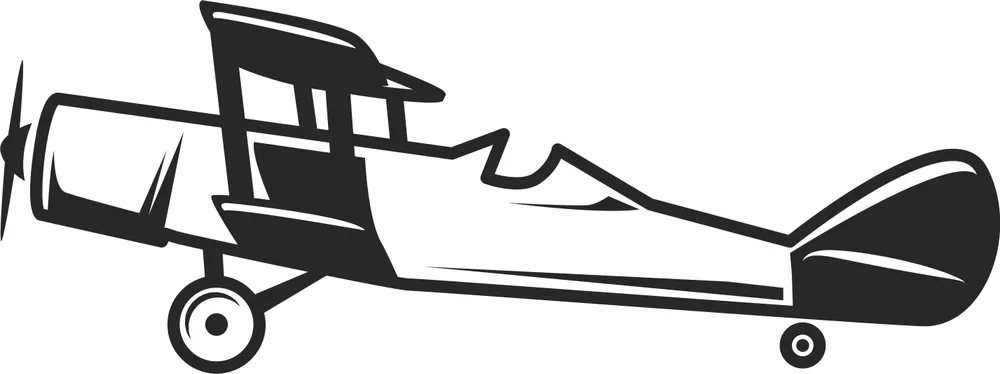 Biplan Flight Clipart — full DXF linework preview