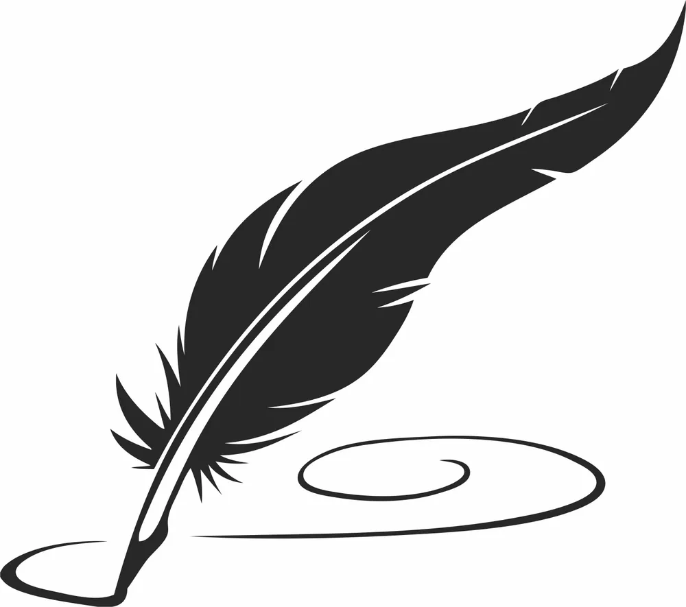 Bird Feather Pen Clipart — full DXF linework preview