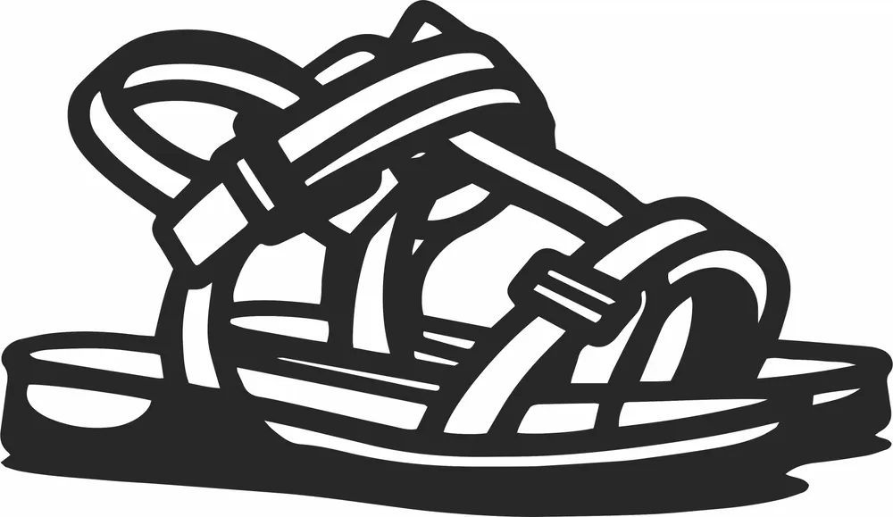 Black and White Pair Sandal Silhouette — full DXF linework preview