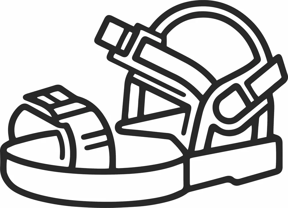 Black and White Sandal Silhouette — full DXF linework preview