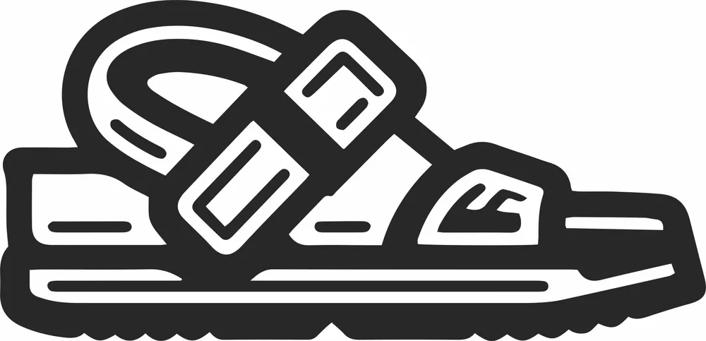 Black and White Sandal Silhouette — full DXF linework preview