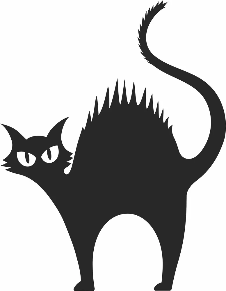 Black Halloween Cat Clipart — full DXF linework preview