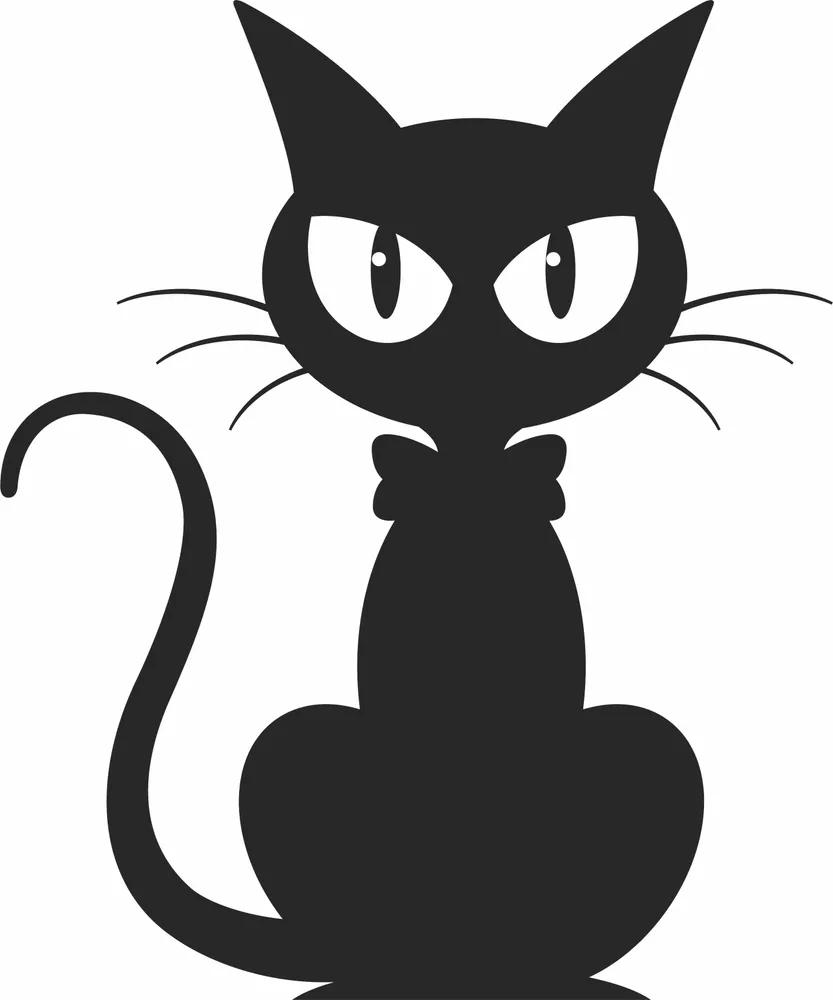 Black Halloween Cat Clipart — full DXF linework preview