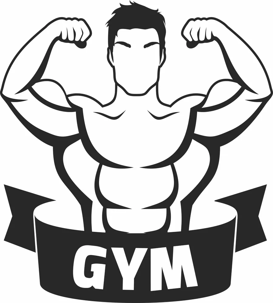 Body Builder Gym Clipart — full DXF linework preview