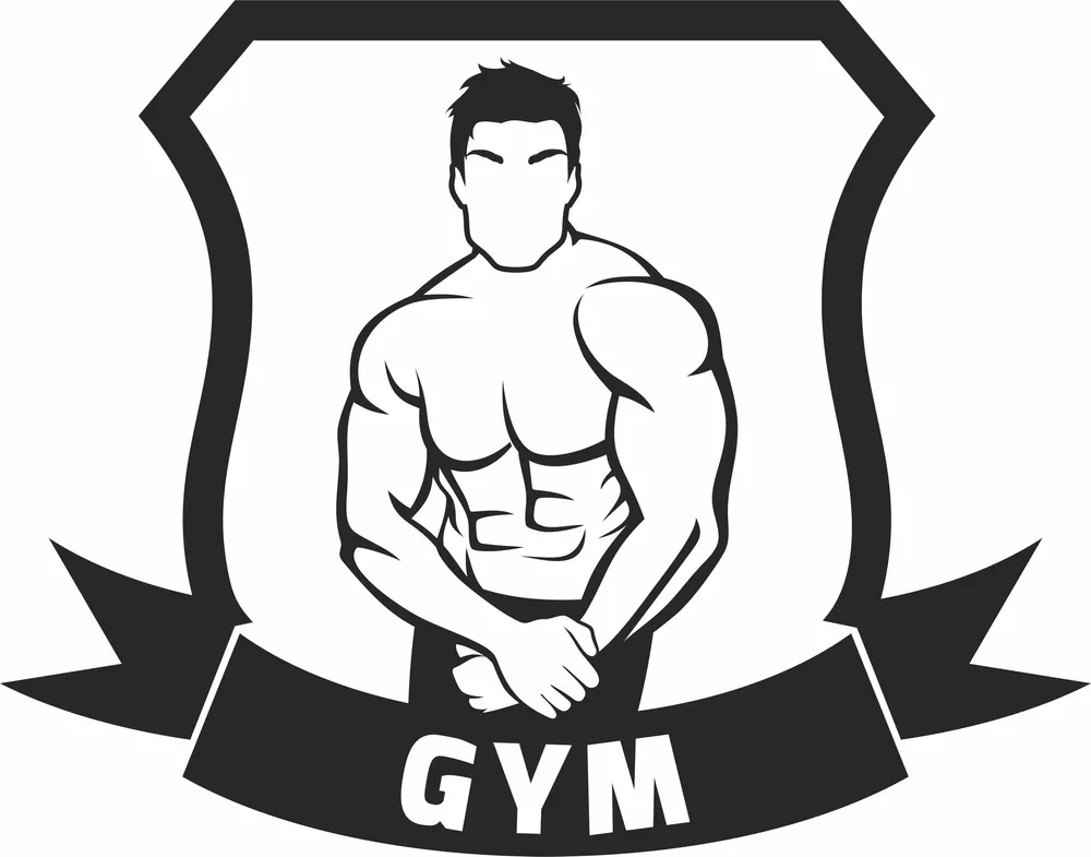 Body Builder Gym Clipart — full DXF linework preview