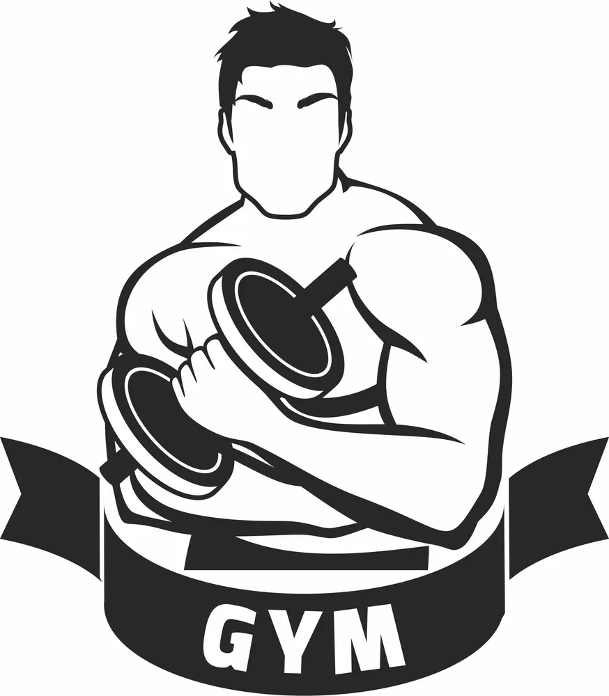 Body Builder Gym Clipart — full DXF linework preview