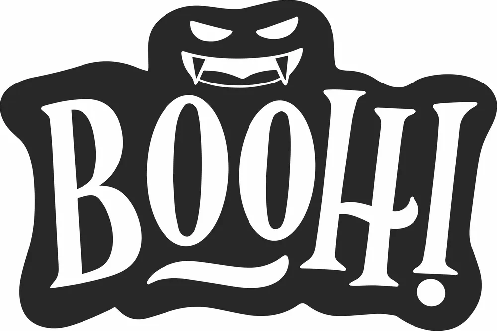 Boo Halloween Sign — full DXF linework preview